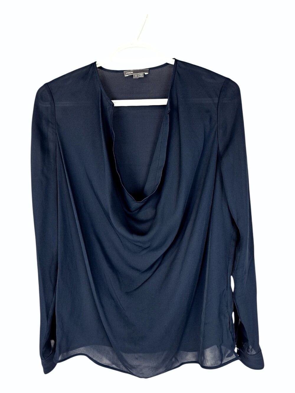 Vince Silk Cowl Neck Blue Navy Blouse